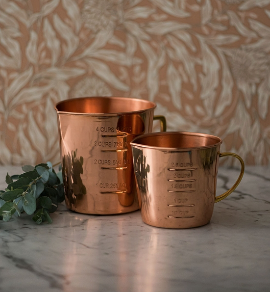 Copper Liquid Measuring Cup, Brass Handle