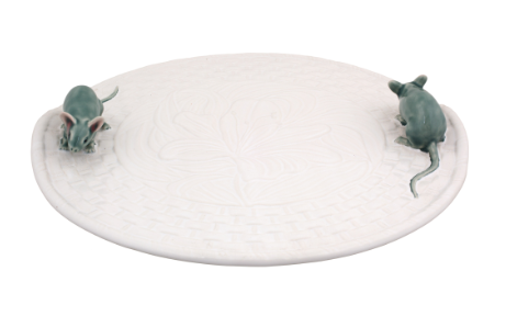 Bordallo White Cheese Tray with Natural Mouse