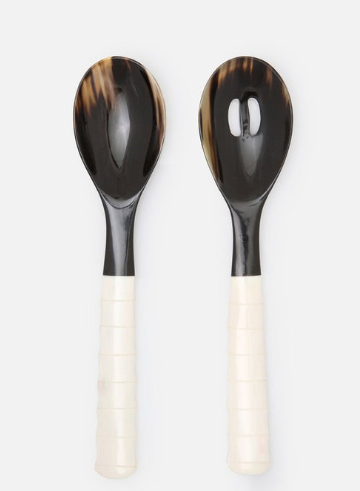 Halette Mixed Black Natural 2-Piece Serving Spoon Set