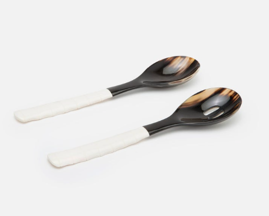 Halette Mixed Black Natural 2-Piece Serving Spoon Set