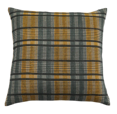 Plaid Mustard Pillow 18&quot; x 40&quot;