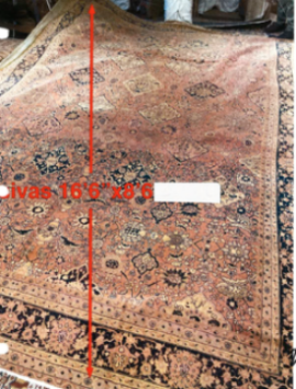 8.6' x 16.6' Antique Turkish Rug #2 Sivas Navy Border 