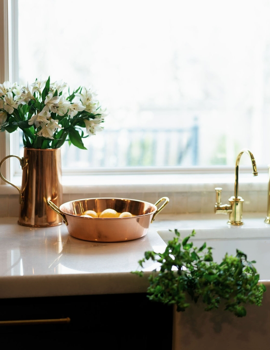 Copper Water Pitcher, Brass Handle