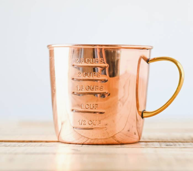 Copper Liquid Measuring Cup, Brass Handle