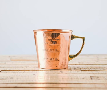 Copper Liquid Measuring Cup, Brass Handle