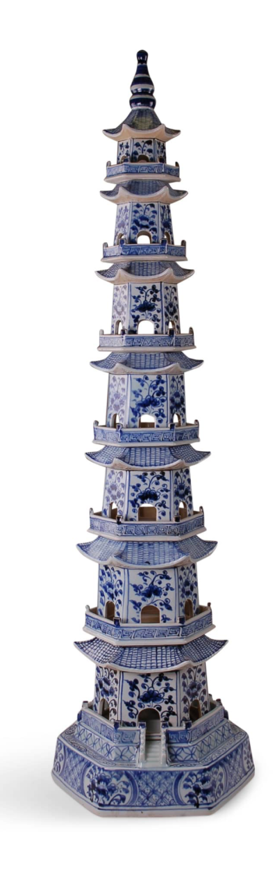 48&quot; Blue and White 8 Layer Pagoda