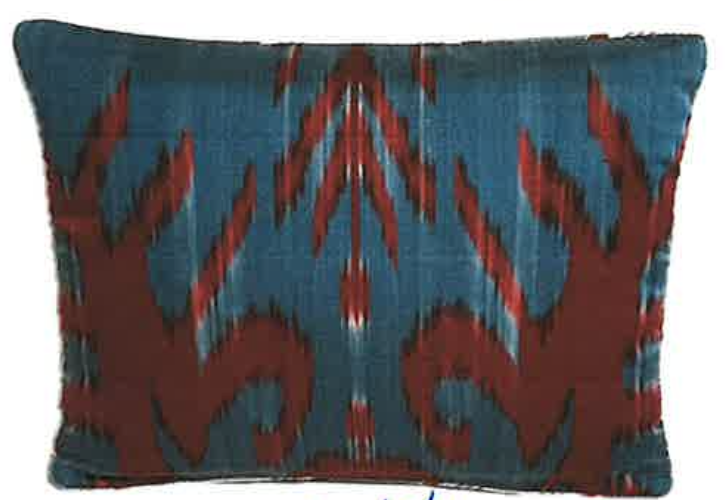 Maroon/Blue Ikat and Bennison Malabar Oblong Pillow - 12x15 - EACH