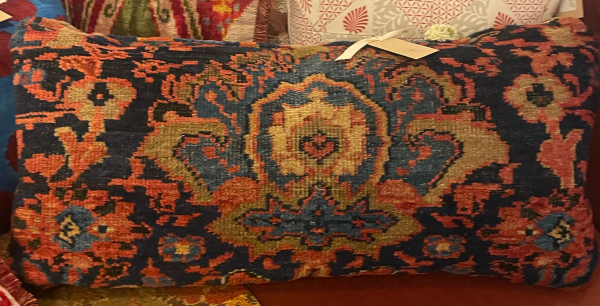 Antique Caucasian Rug Oblong Pillow - 30x14