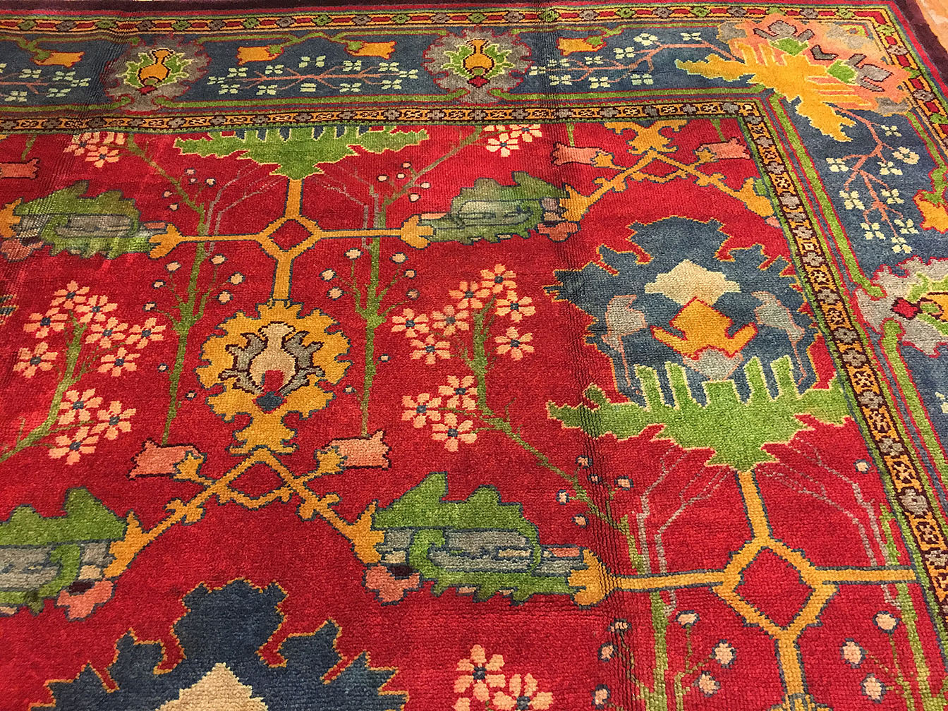 12.3' X 14.5' C. 1920's Antique Donegal Carpet 
