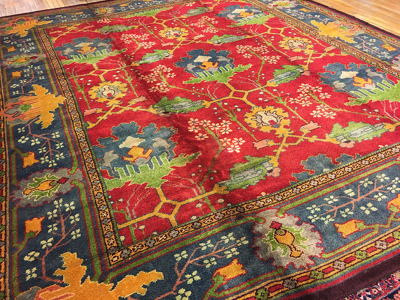 12.3' X 14.5' C. 1920's Antique Donegal Carpet 