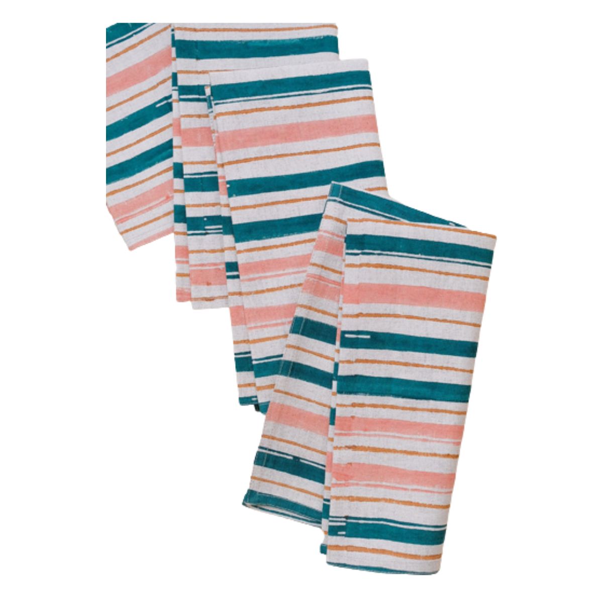 Ruhi Hand Block Printed Stripe Cotton Napkins, Set of 4 