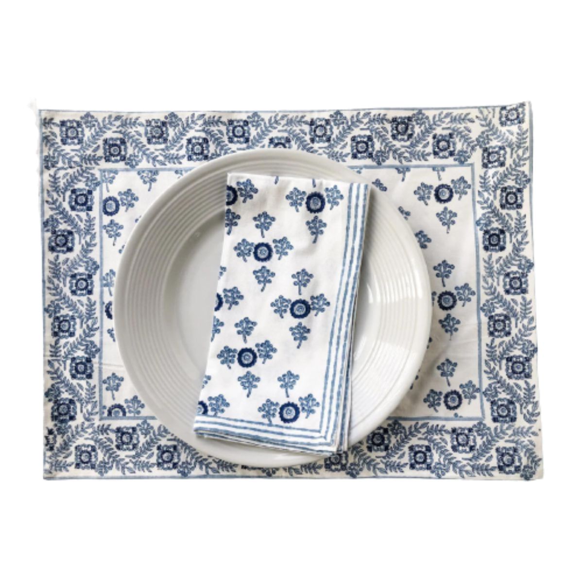 Block Printed Villa Petite Cotton Placemats, Set of 4 