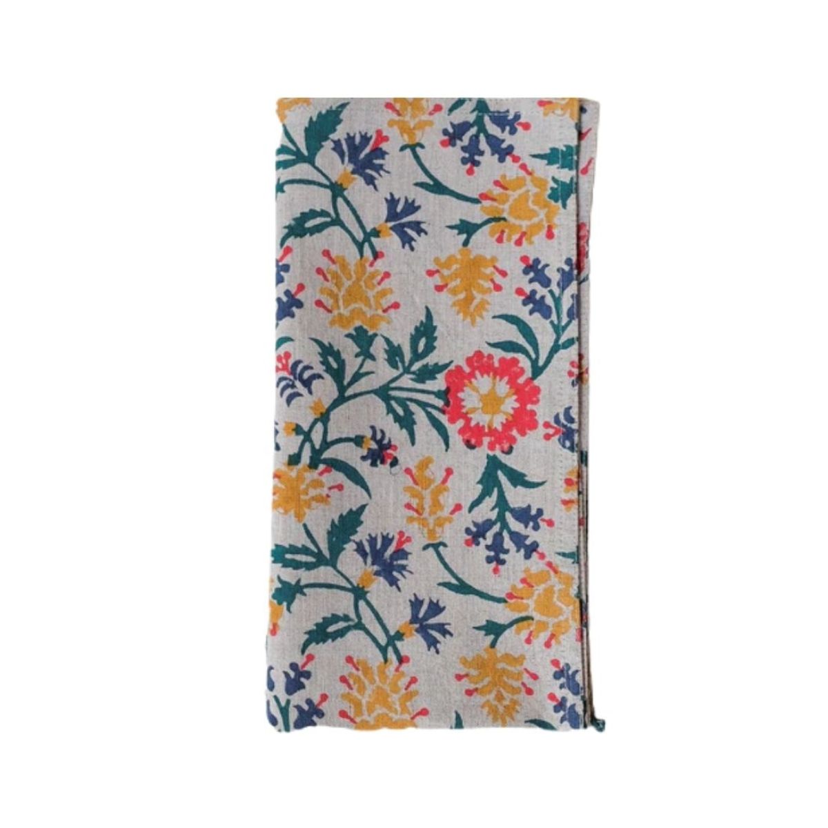 Asya Hand Block Printed Floral Linen Napkins, Set of 4