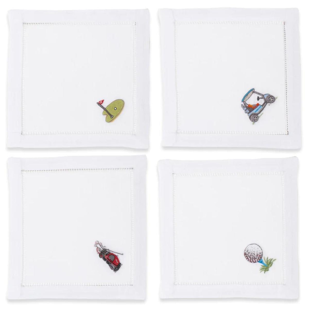 Henry Handwork Golf Embroidered Cocktail Napkins, Set of 4 