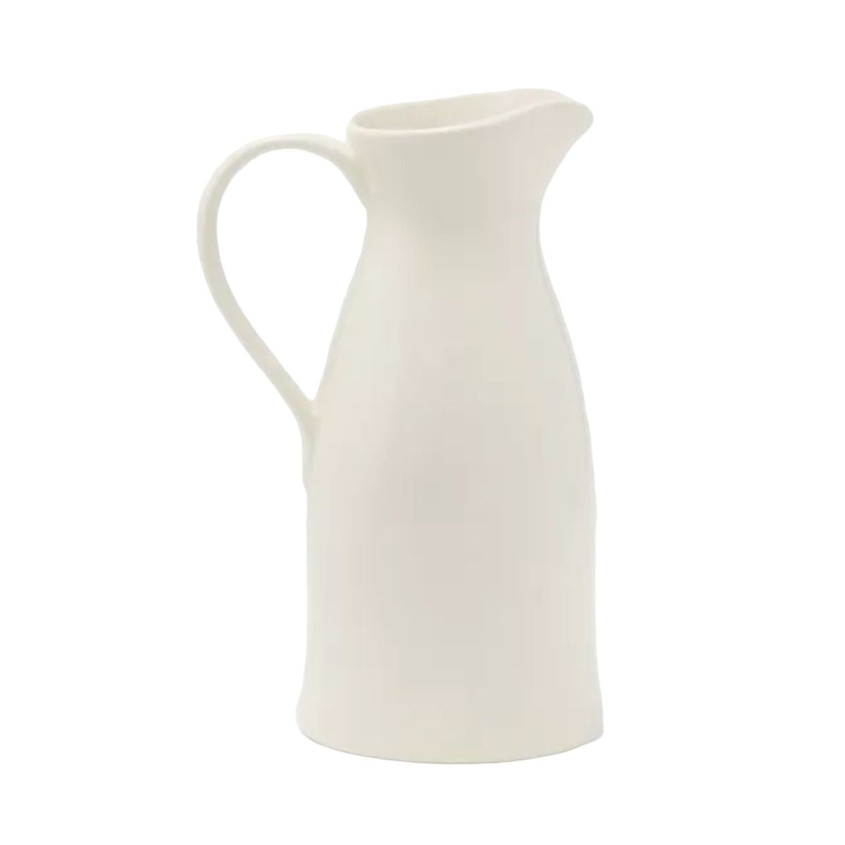 Ivory Wide Handled Stoneware Pitcher 