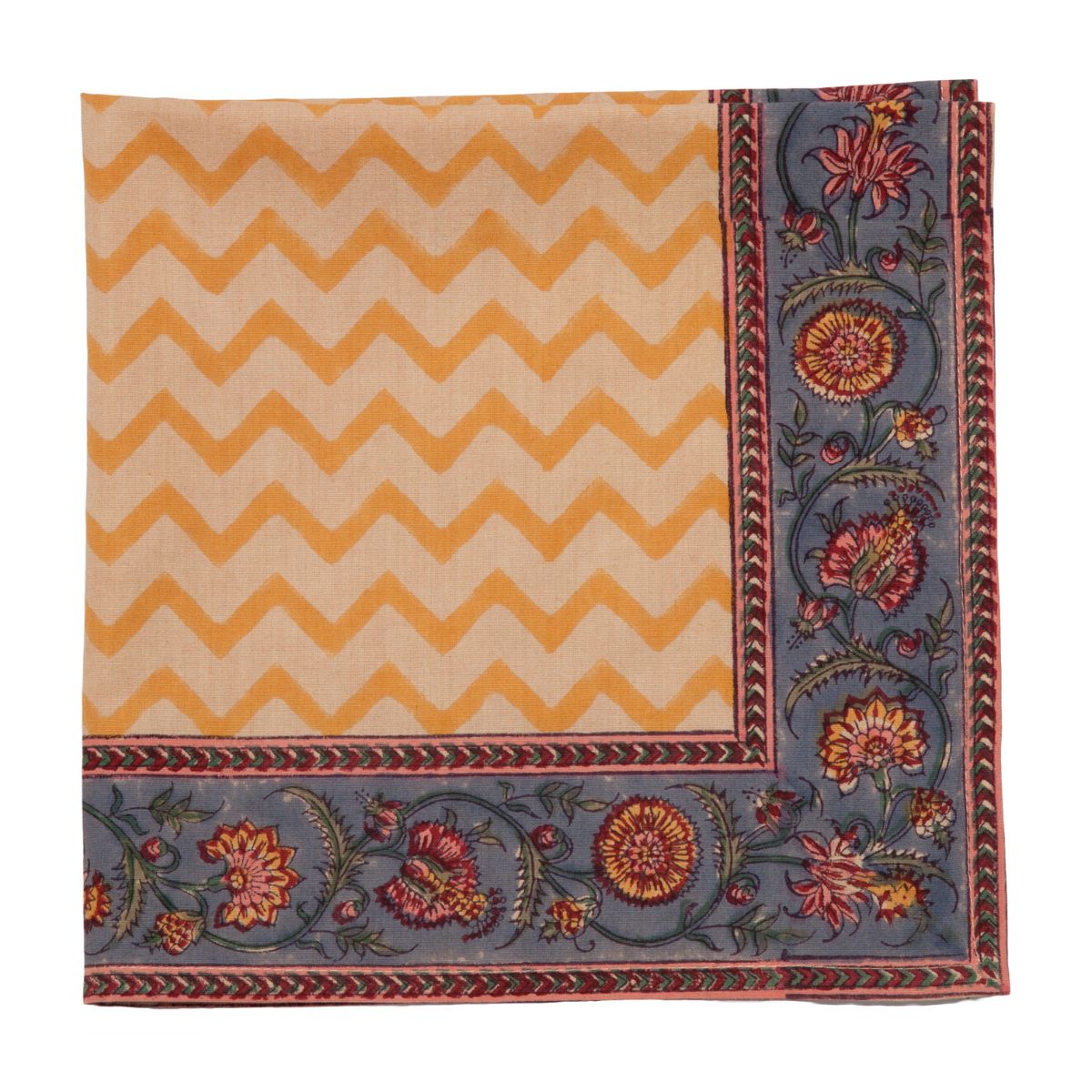 Marigold Living Mustard Yellow Chevron Cotton Napkin, Set of 6 