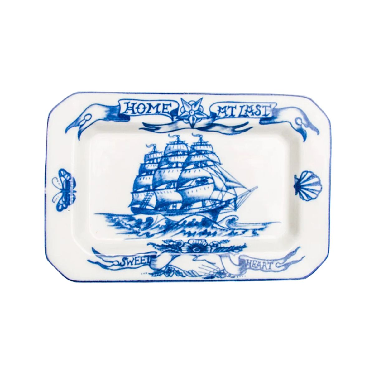 &#39;Home at Last&#39; Blue and White Platter