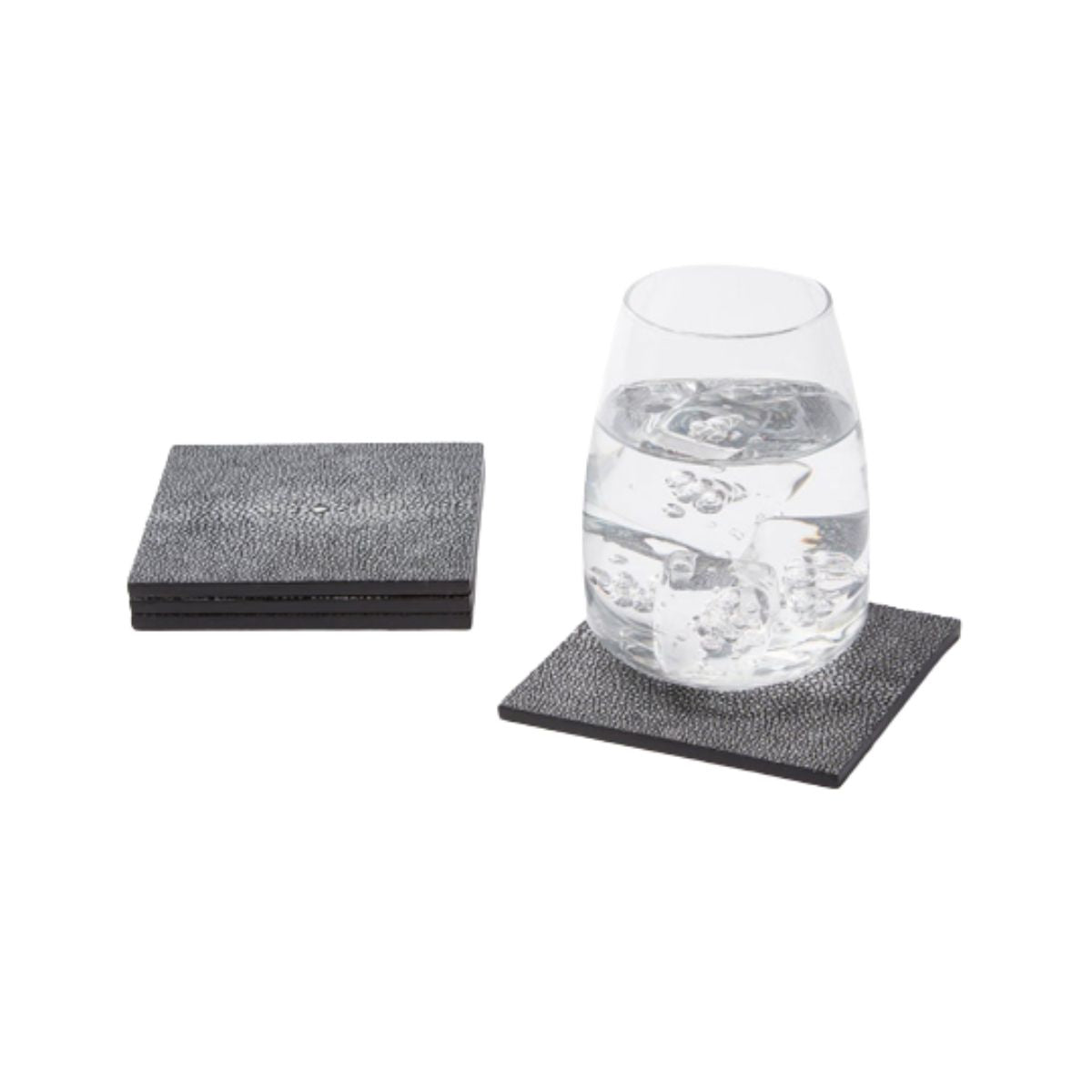 Faux Shagreen Cool Gray Coasters, Boxed Set of 4