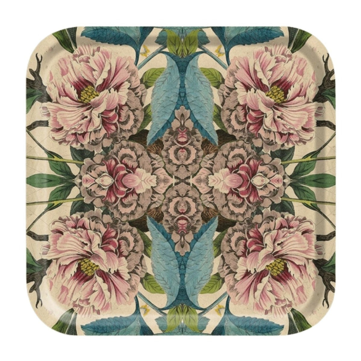 Patch NYC Peonies Square Birch Wood Tray