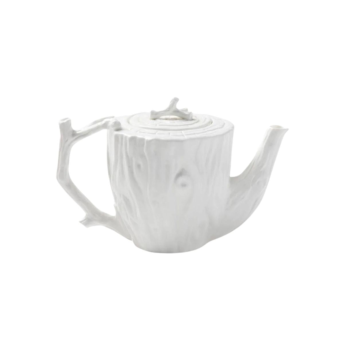 Faux Bois White Porcelain Teapot