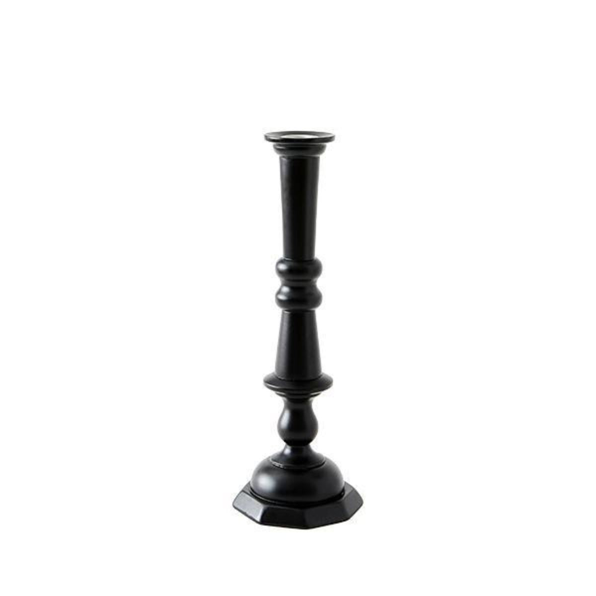 Black Lacquered Wood Georgian Candlestick 12&quot;