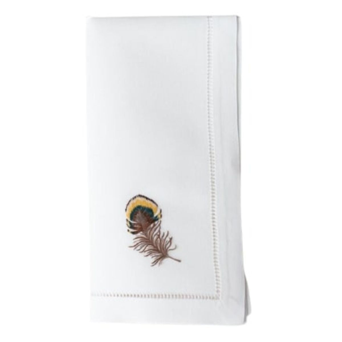 Henry Handwork Embroidered Feather Napkins, Set of 6