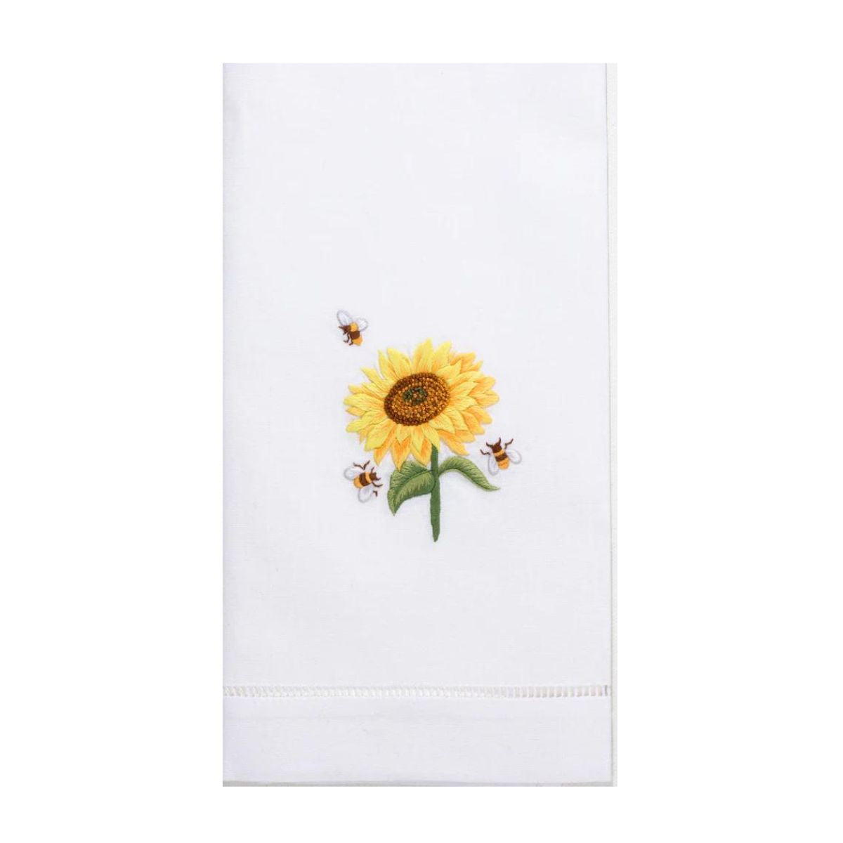 Henry Handwork Sunflower and Bees Embroidered Hand Towel