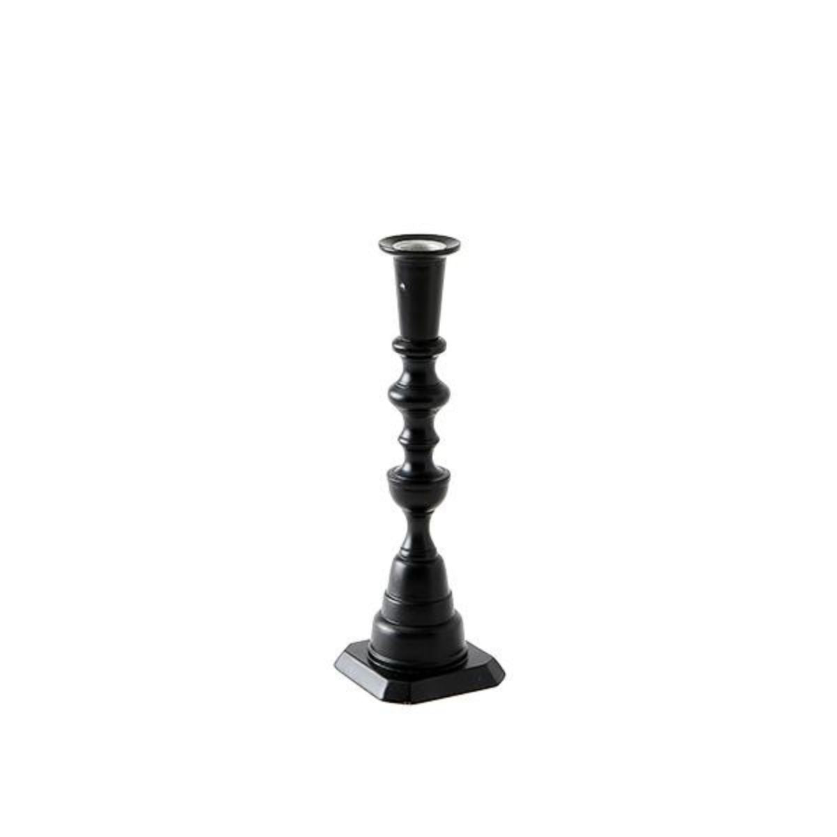 Black Lacquered Wood Georgian Candlestick 10&quot;