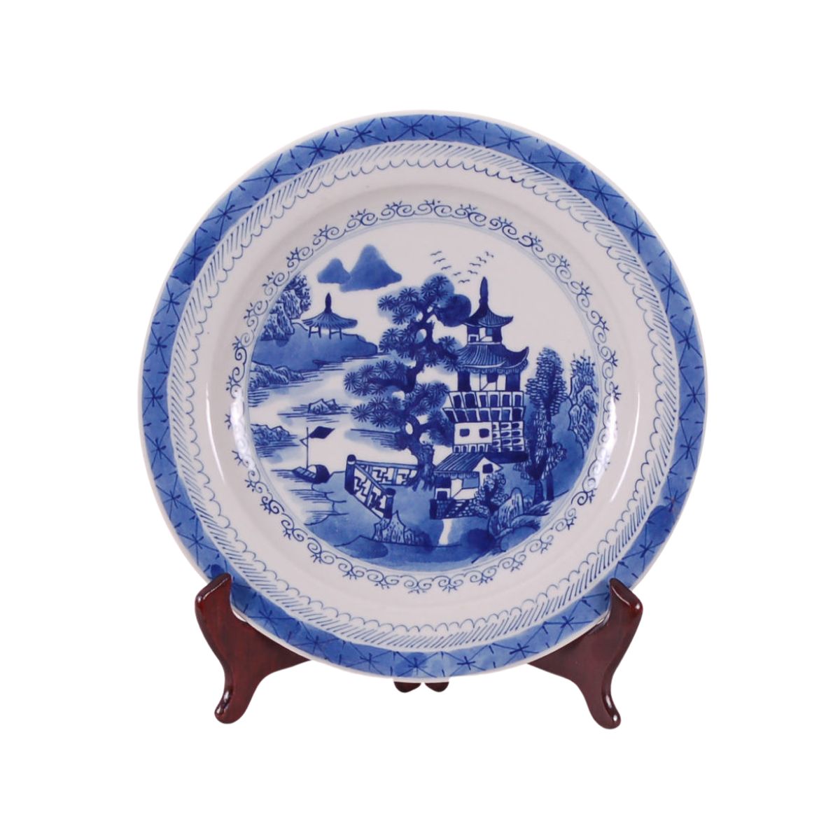 Blue and White Chinese Porcelain Plate, Canton Design