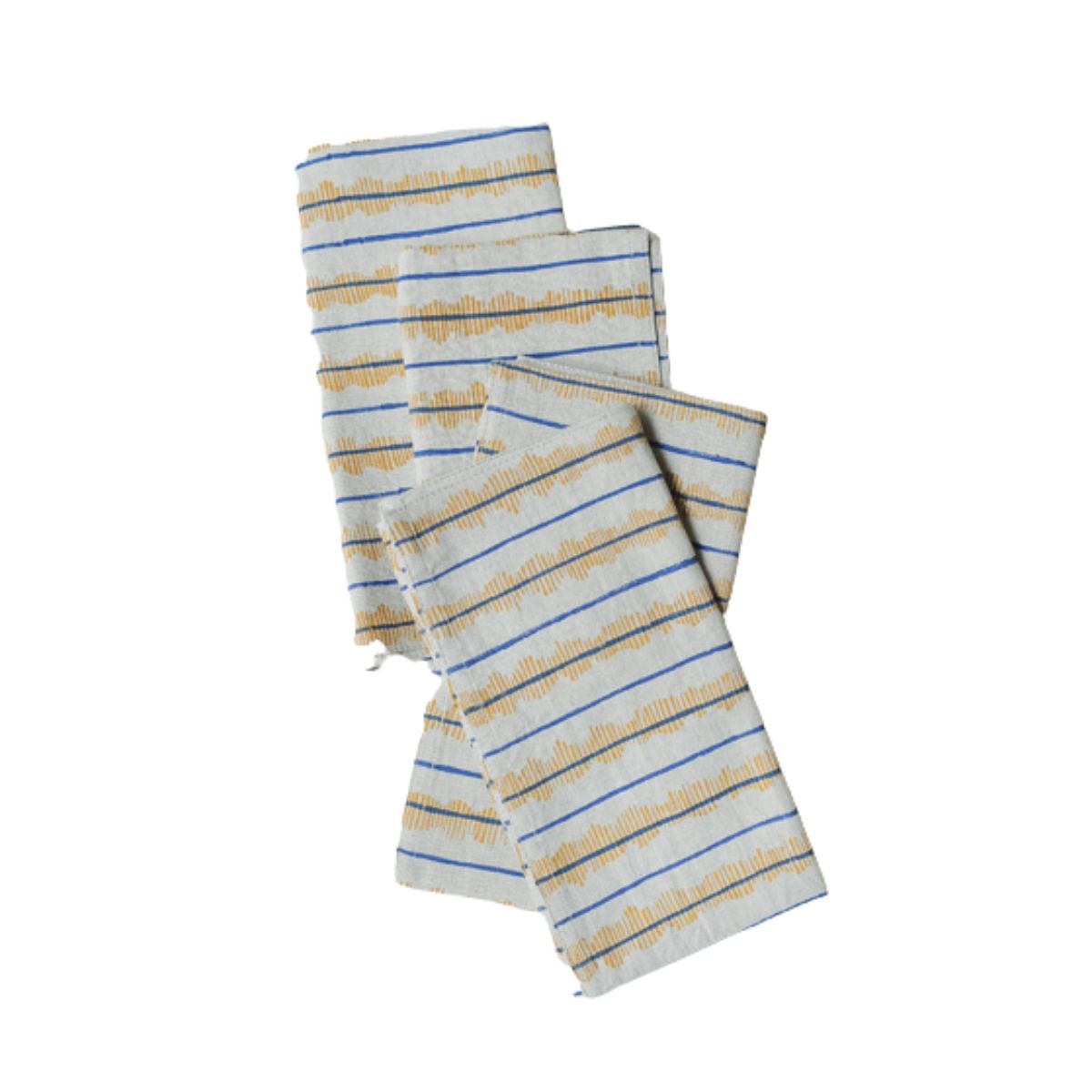 Sneha Hand Block Printed Stripe Linen Napkins, Set of 4