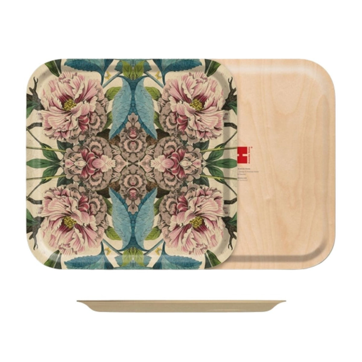 Patch NYC Peonies Square Birch Wood Tray