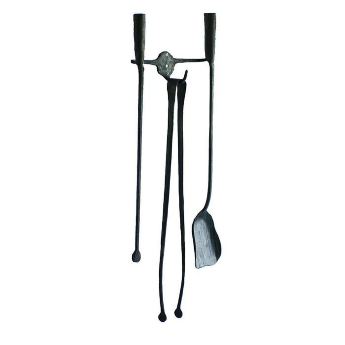 Hand Forged Black Steel Fireplace Set Wall Mount Bar 