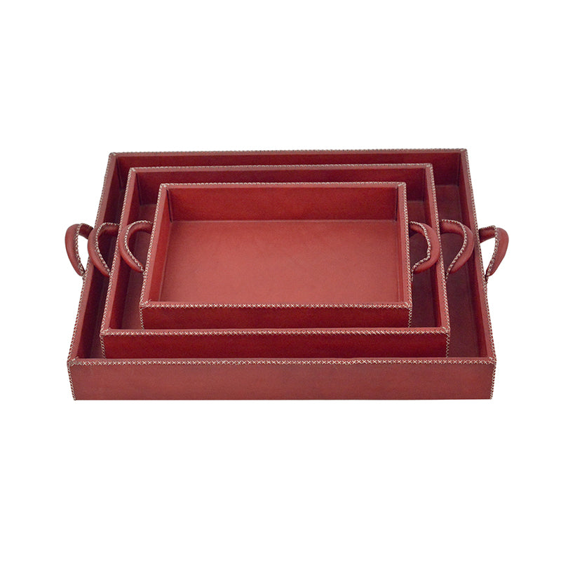 Sol y Luna Leather Nesting Trays with Handles 