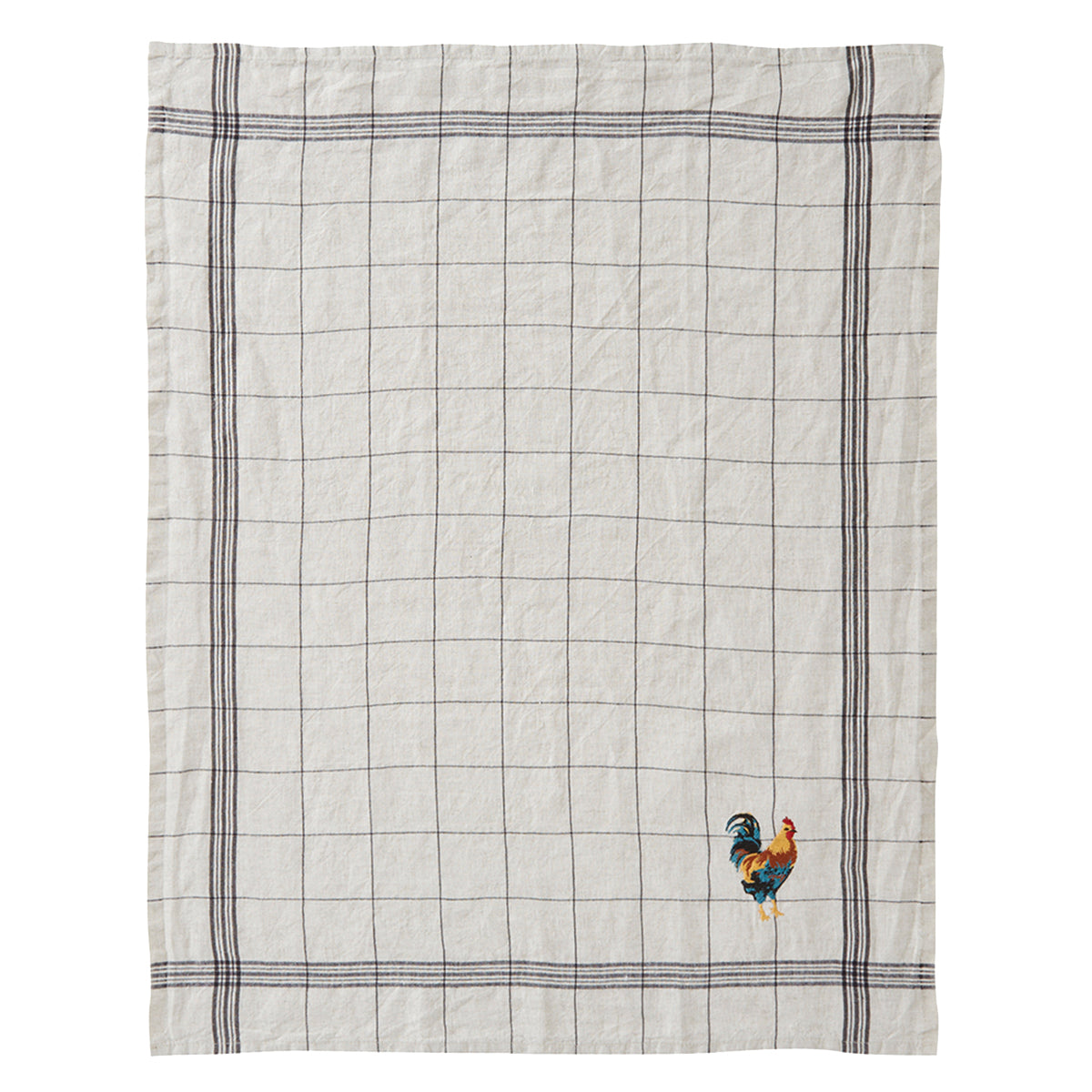 Charvet Bistrot Linen Tea Towel Embroidered Rooster