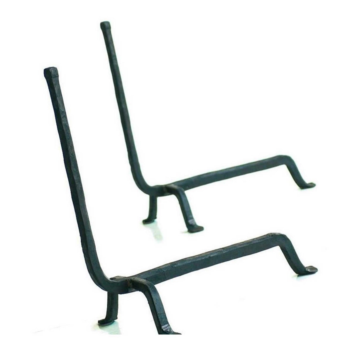 Hand Forged Black Steel Andirons, Pair 