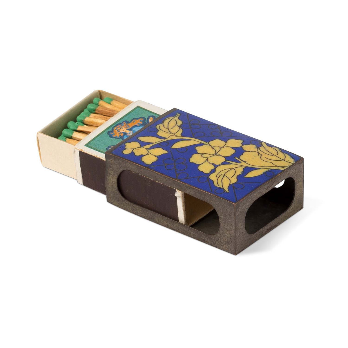 Blue with Yellow Flowers Matchbox Cover
