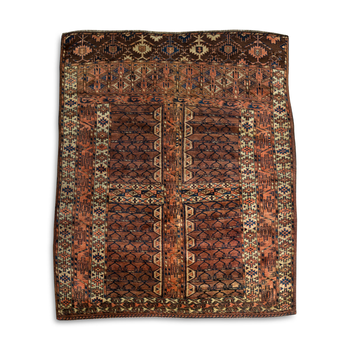 Antique Persian #73 Turkaman Brown Rug 4.5&#39; x 5.5&#39;