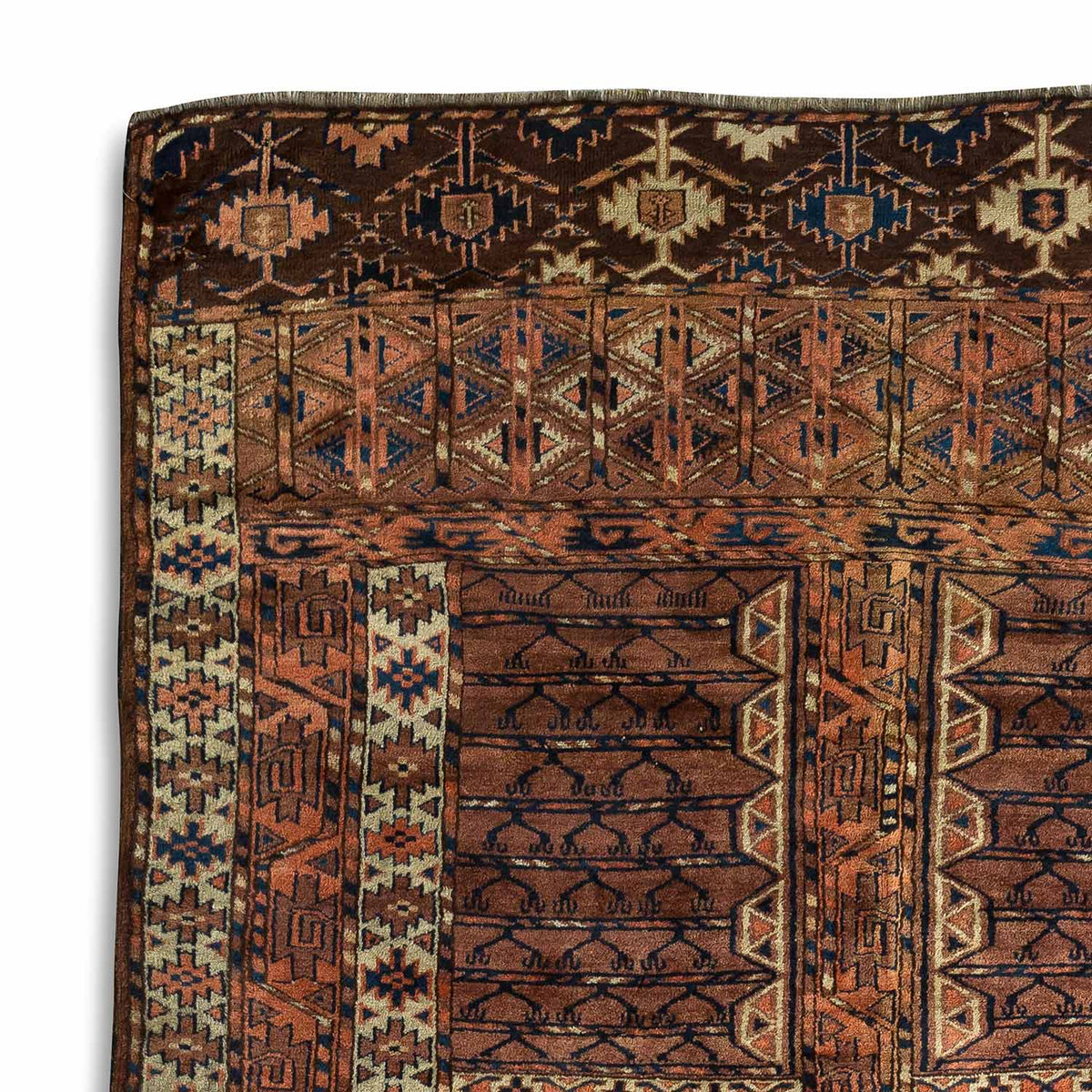 Antique Persian #73 Turkaman Brown Rug 4.5&#39; x 5.5&#39;