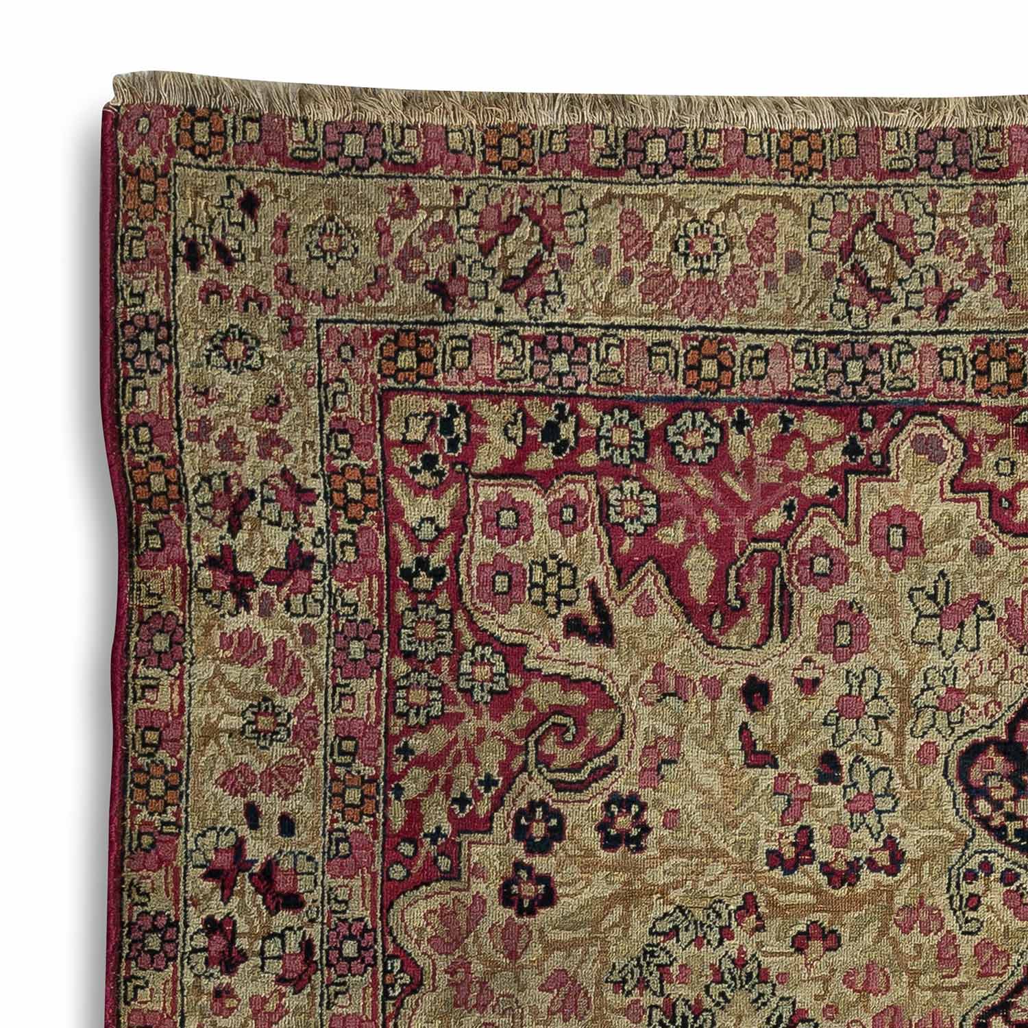 4.0' x 5.11' Antique Persian #92 Lavar Kerman Beige Rug 