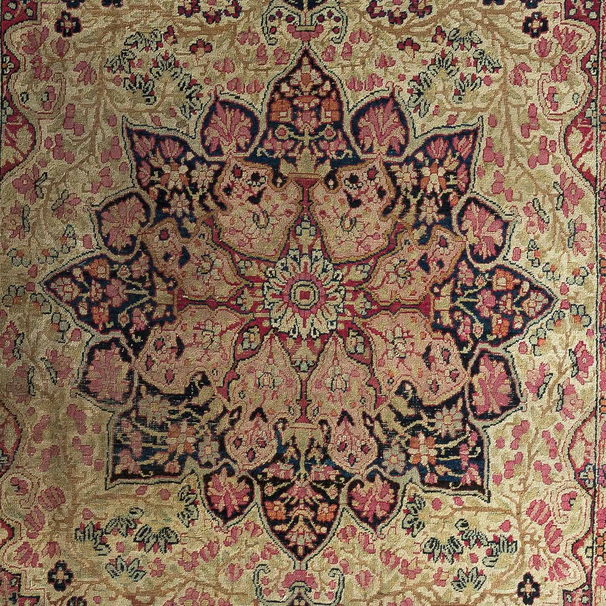 Antique Persian #92 Lavar Kerman Beige Rug  5.11&#39; x 4.0&#39;