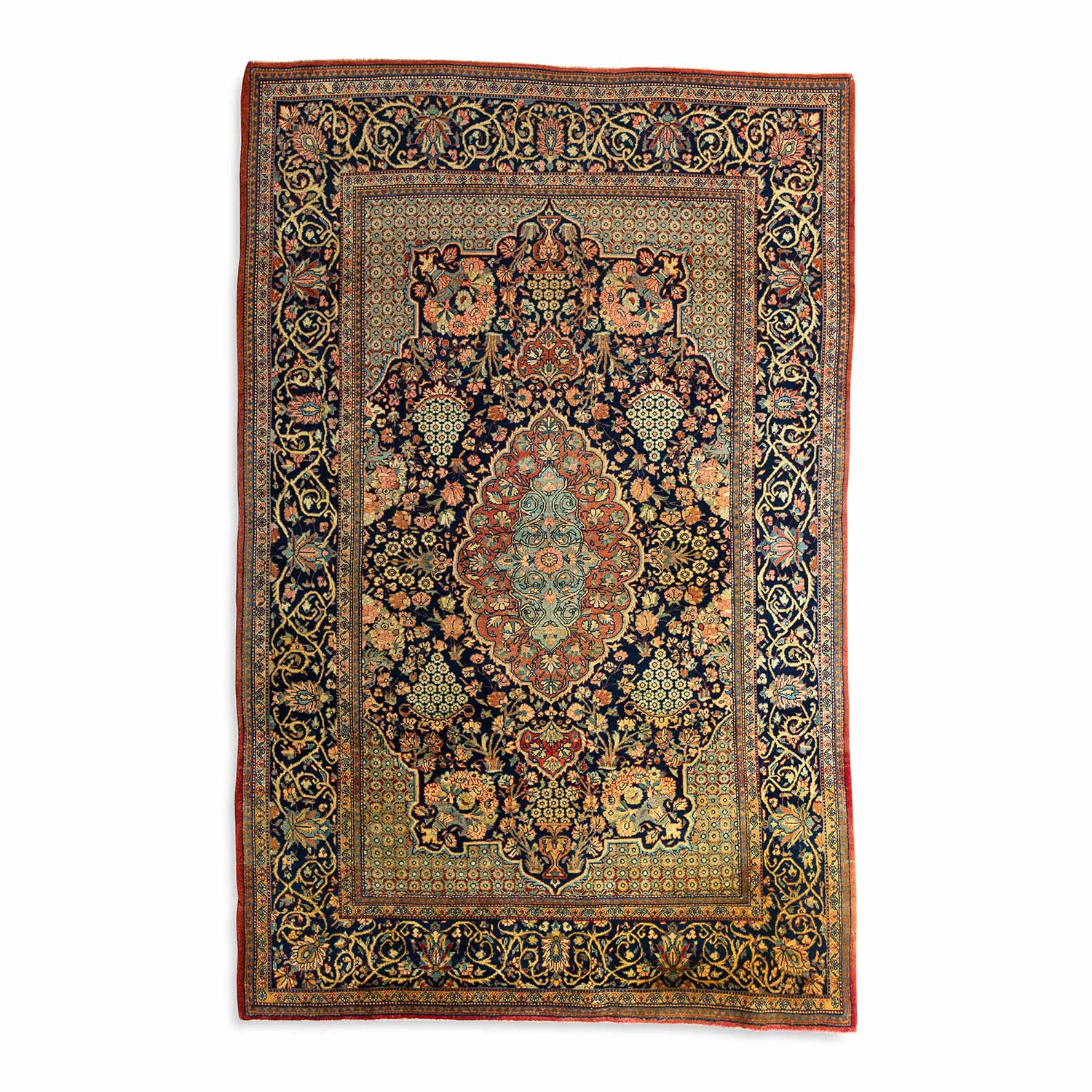 4.5' x 6.10' - Antique Persian #105 Kashan Navy Rug 