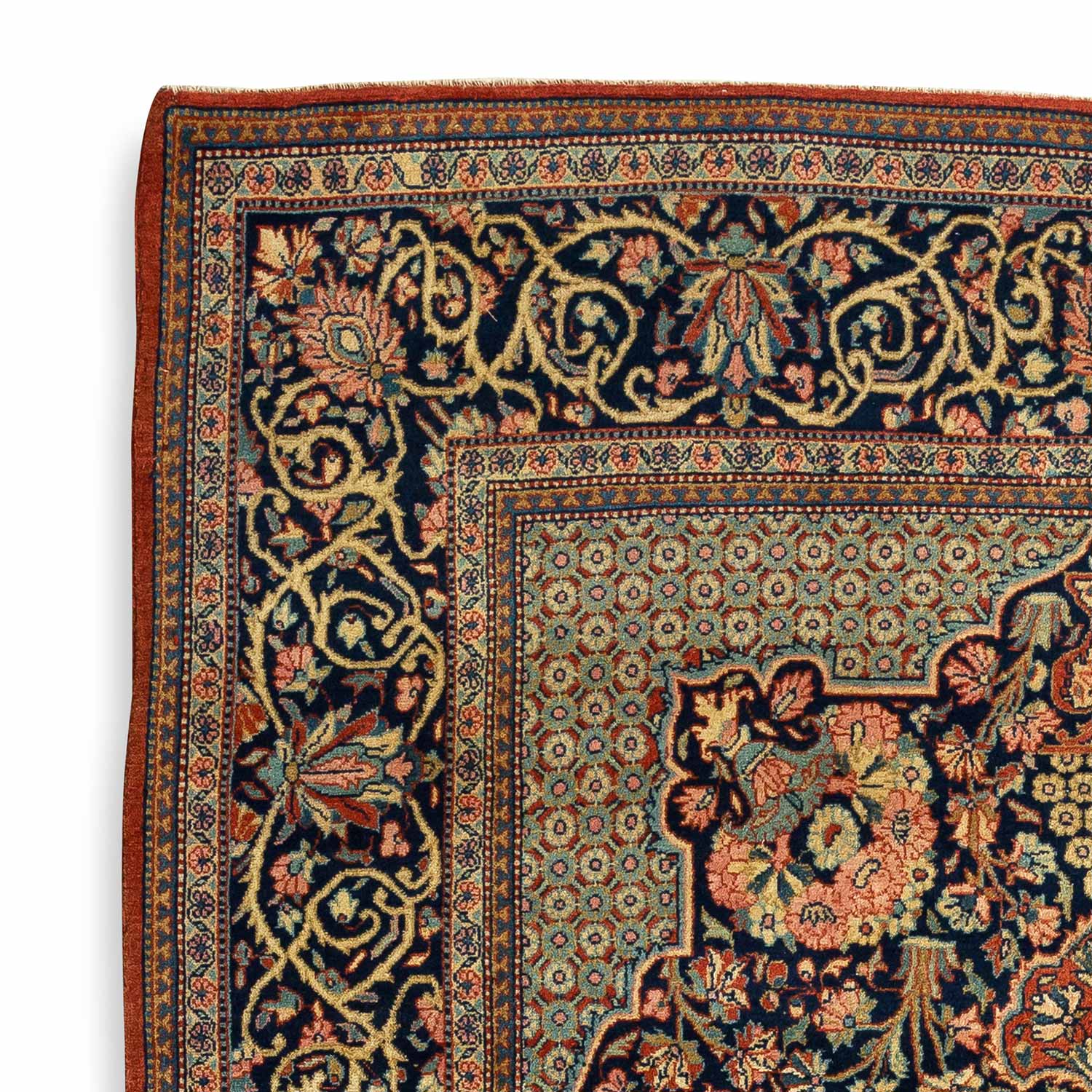 4.5' x 6.10' - Antique Persian #105 Kashan Navy Rug 