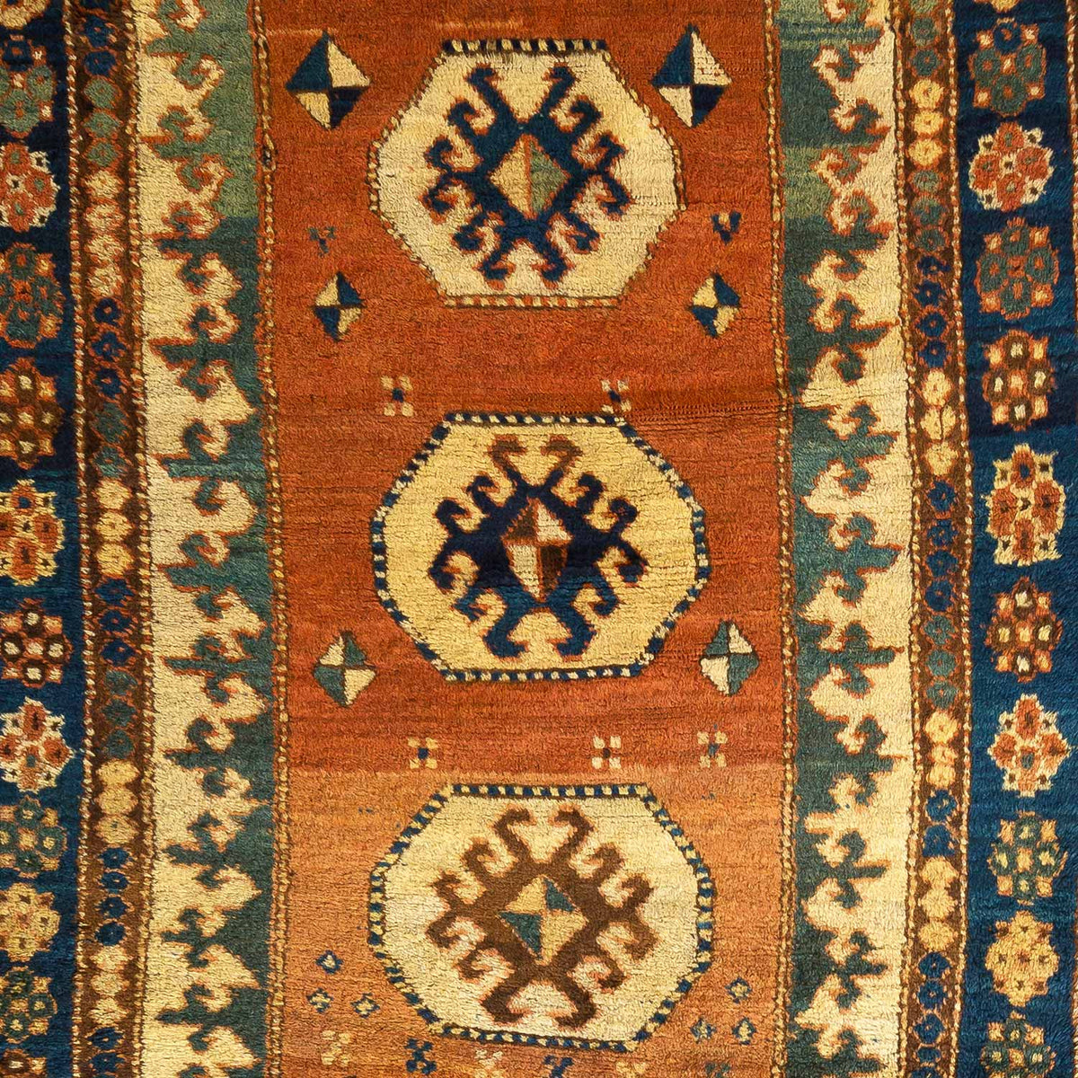 Antique Caucasian #102 Kazak Rust Rug 3.6&#39; x 6&#39;