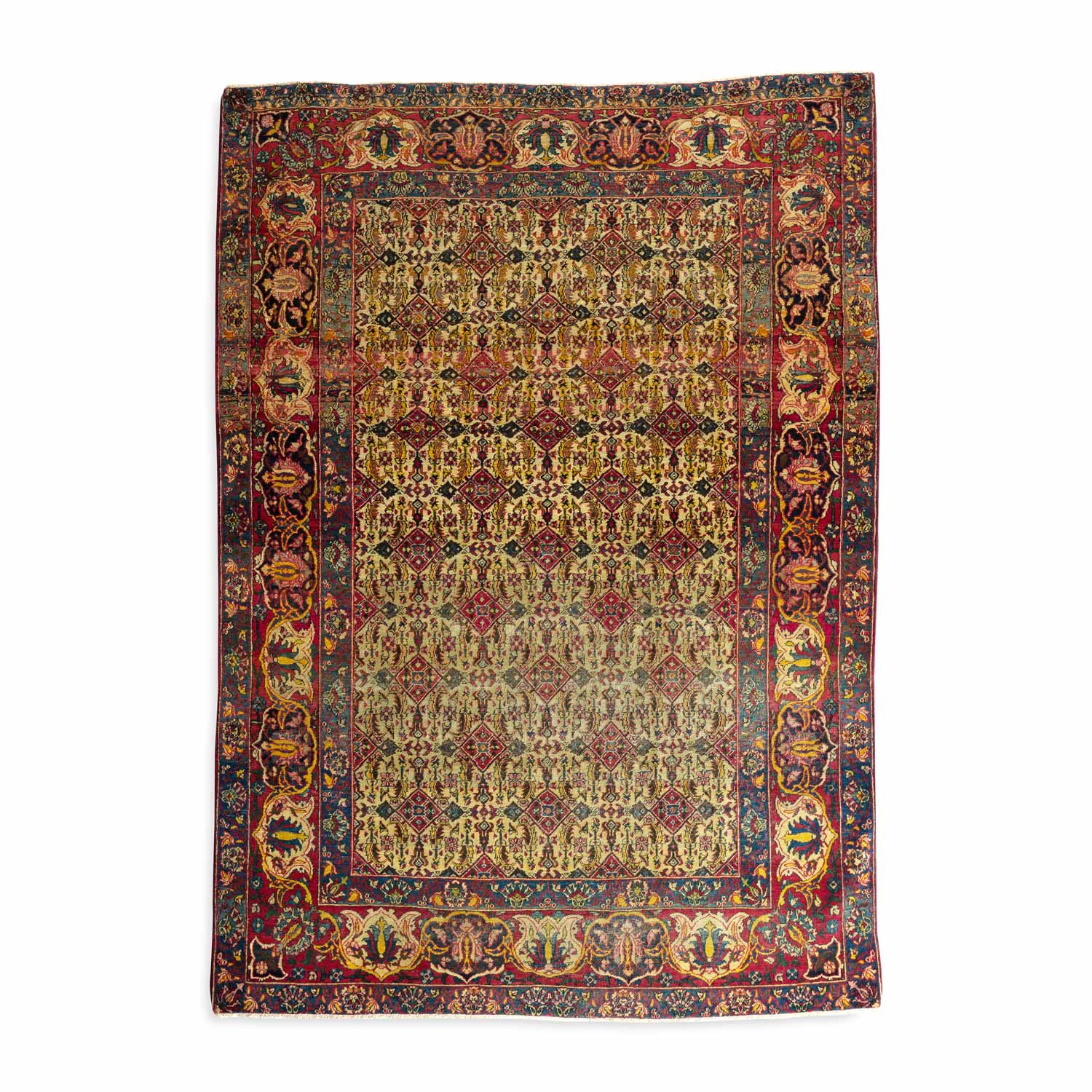 4.6' x 6.6' Antique Persian #95 Kerman Navy Rug 