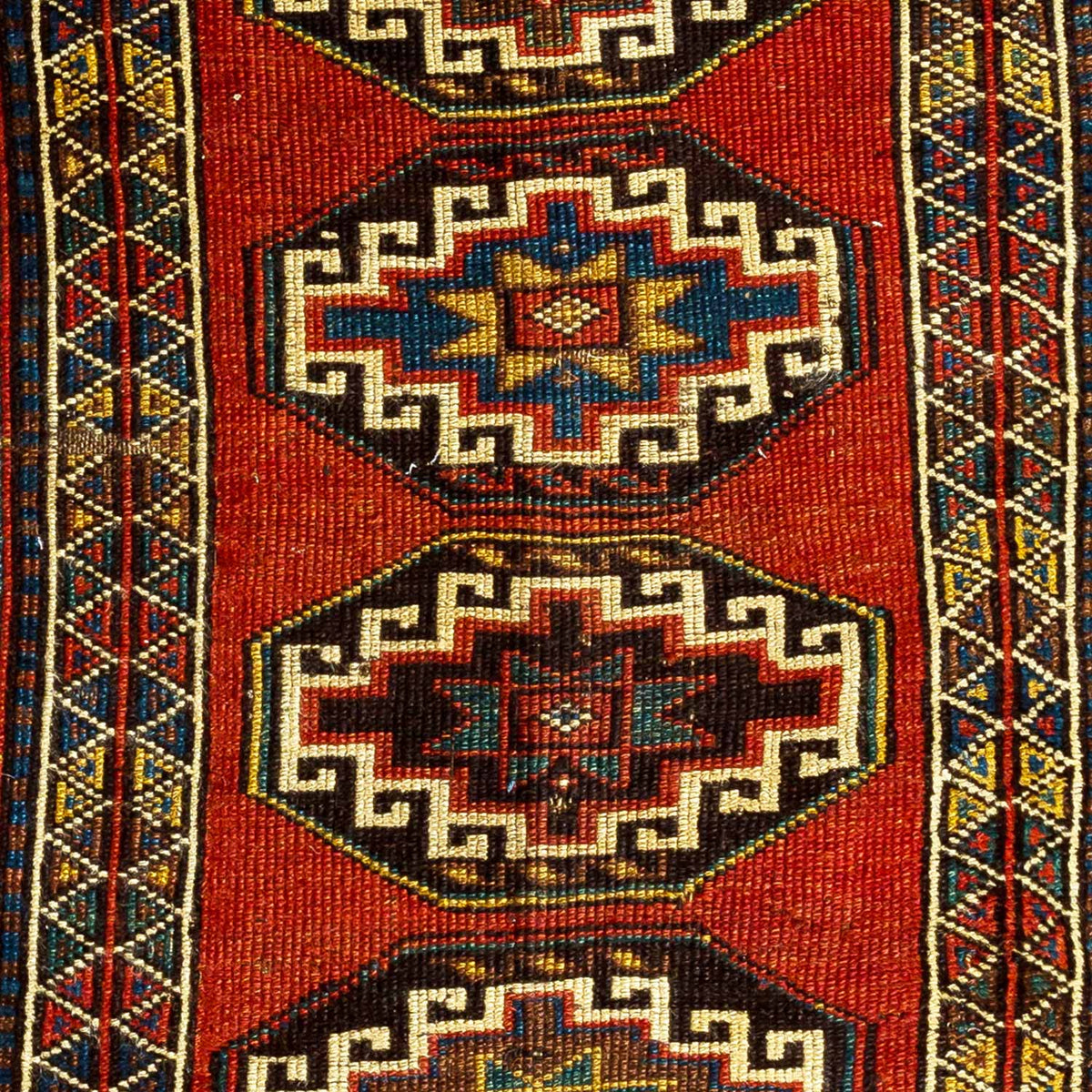 Antique Russian #62 Kazak Red Rug 13&#39; x 4.4&#39;