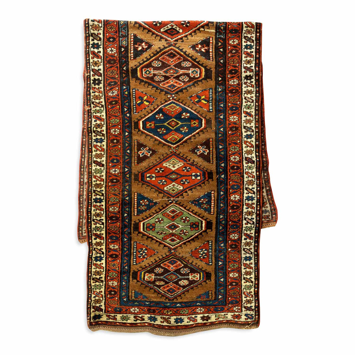 Antique Persian #119 Sarab Red Border Rug 10&#39; x 3.4&#39;