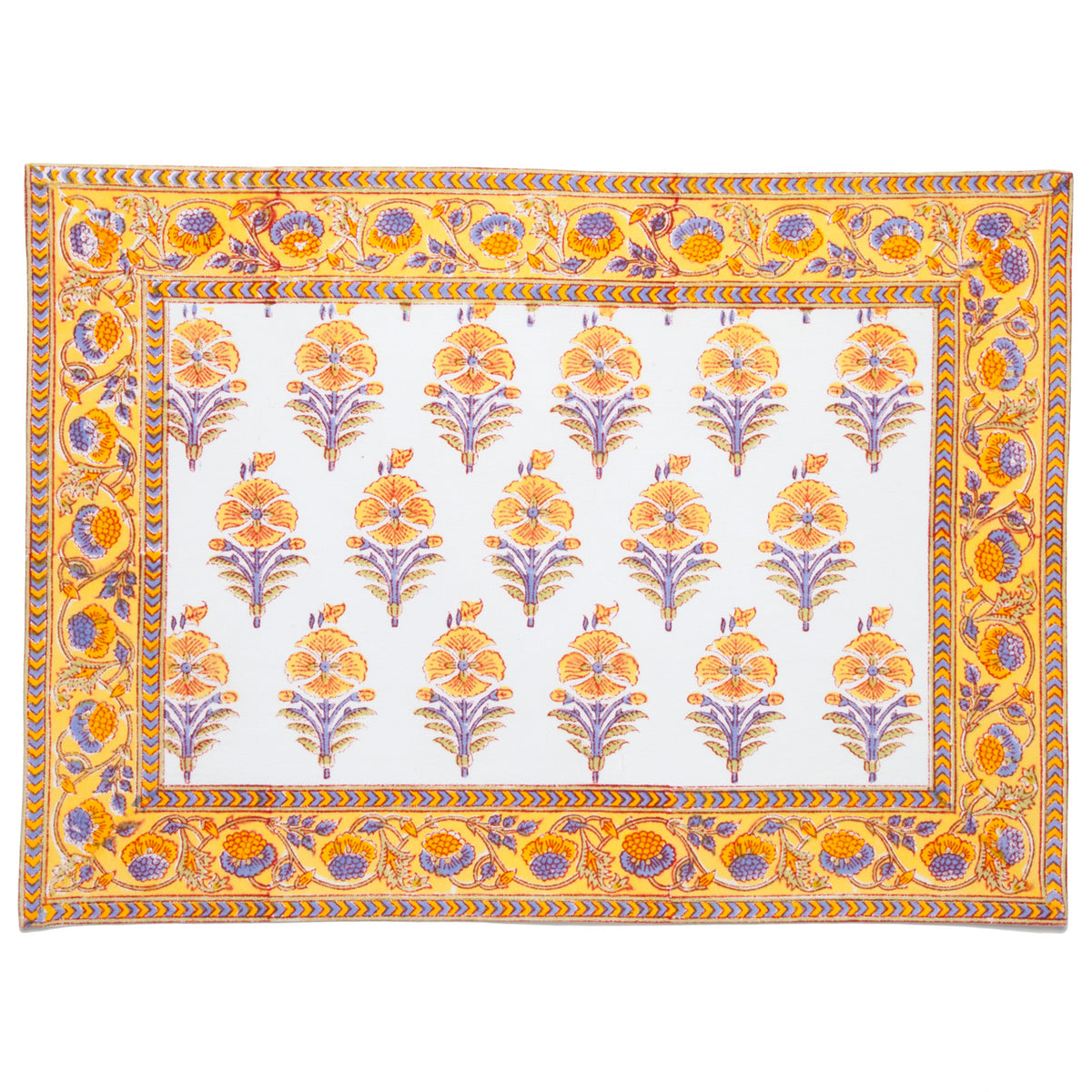 Marigold Living Juhi Flower Yellow Cotton Placemat, Set of 2