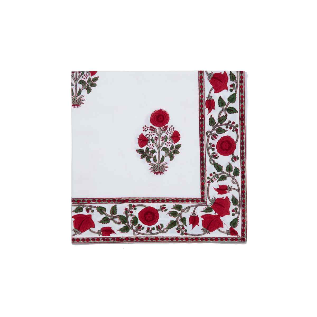 Marigold Living Red and White Cotton Napkin, Set of 6