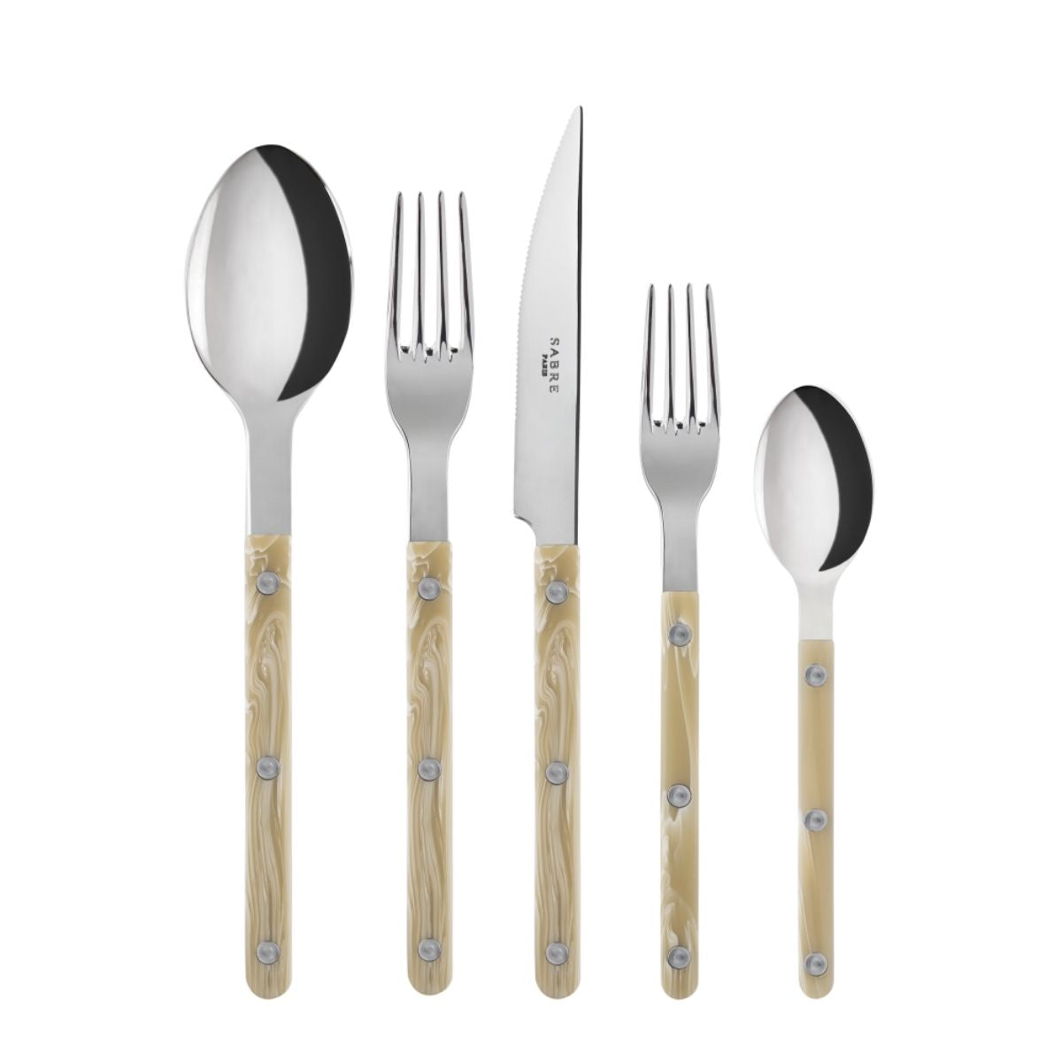 Sabre Bistrot Matieres 5 Piece Place Setting - Shiny Finish Horn