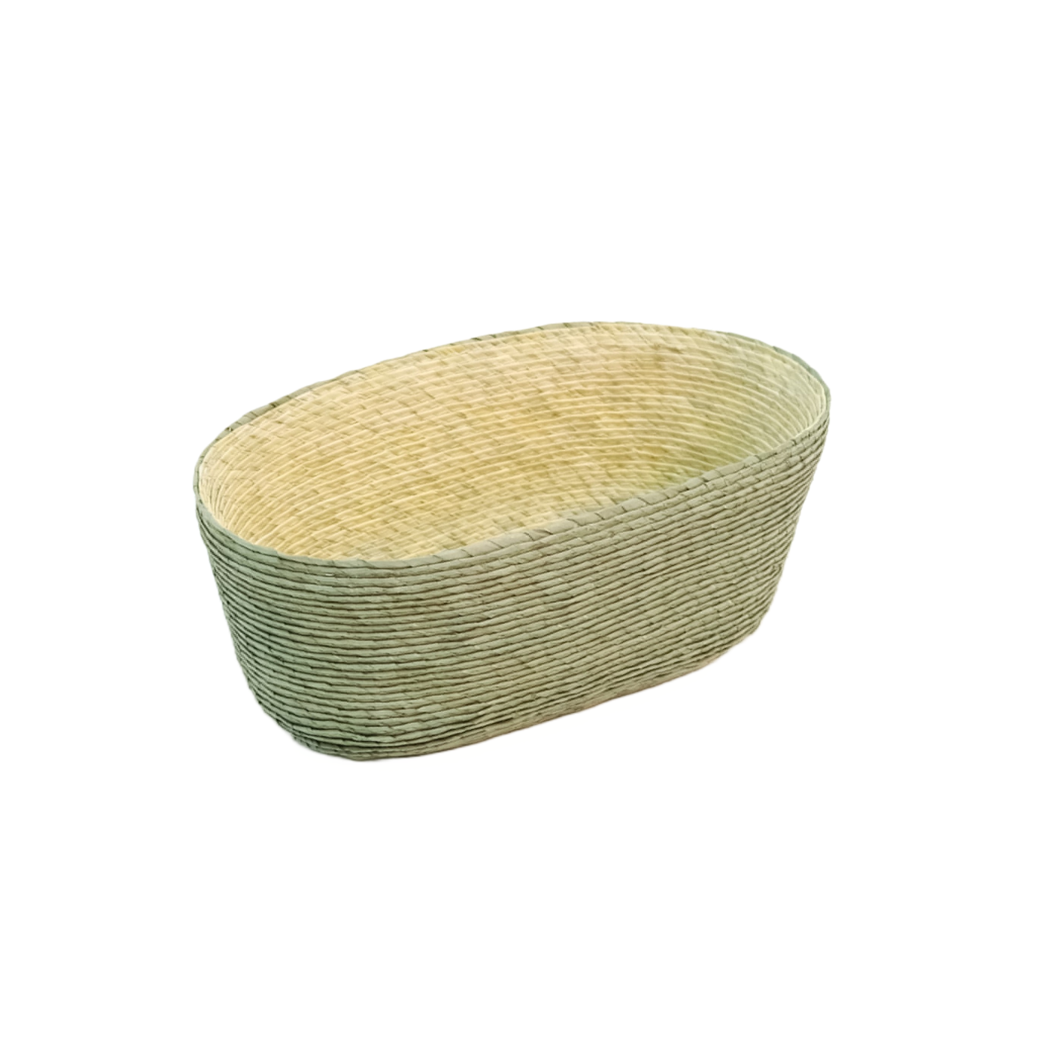 Handmade Oval Basket Light Green 